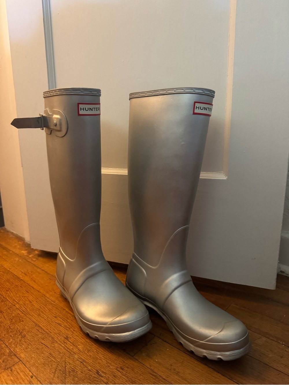 Hunter Metallic Silver Tall Rain Boots - Picture 2 of 5